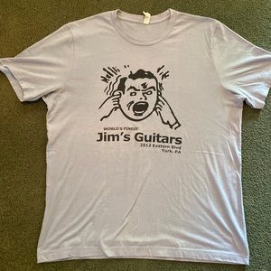 Canvas t-shirt from Guitar Shop Tees size XL great condition “Jim’s Guitars”